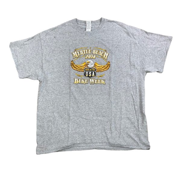 Myrtle Beach Bike Week 2018 T-Shirt 2XL Gray Bald Eagle Graphic NWOT - Picture 2 of 5